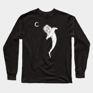 Cloudy Wahlshark and the moon Long Sleeve T-Shirt